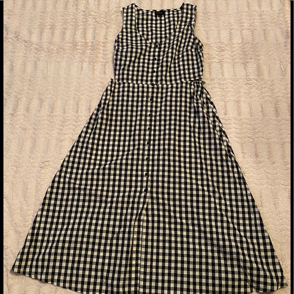 Who What Wear Black Checkered Sleeveless Dress
